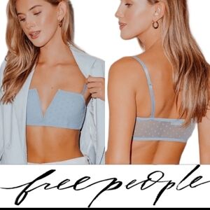 Free People NWT Sierra Bandeau Pok-a-dot Bra Blue